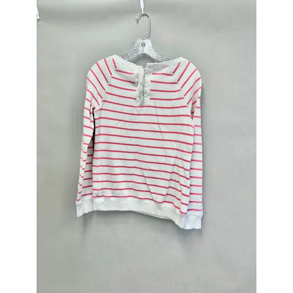 Tommy Hilfiger white & pink stripe lace up sweater Size Small Coastal Preppy y2k - Picture 13 of 14